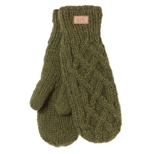 Chunky Forest green Mittens, Chunky knit, Mittens for women, Warm Fleece mitts, wool, hand knit, fleece lined Cozy,