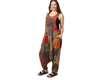 Patchwork Baumwolllatzhose: Handgenähter Fair Trade Overall