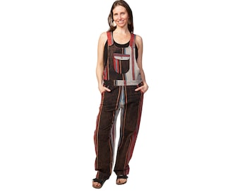 70's Style Overalls, Stripe Overalls, Front Pocket, 100% Cotton
