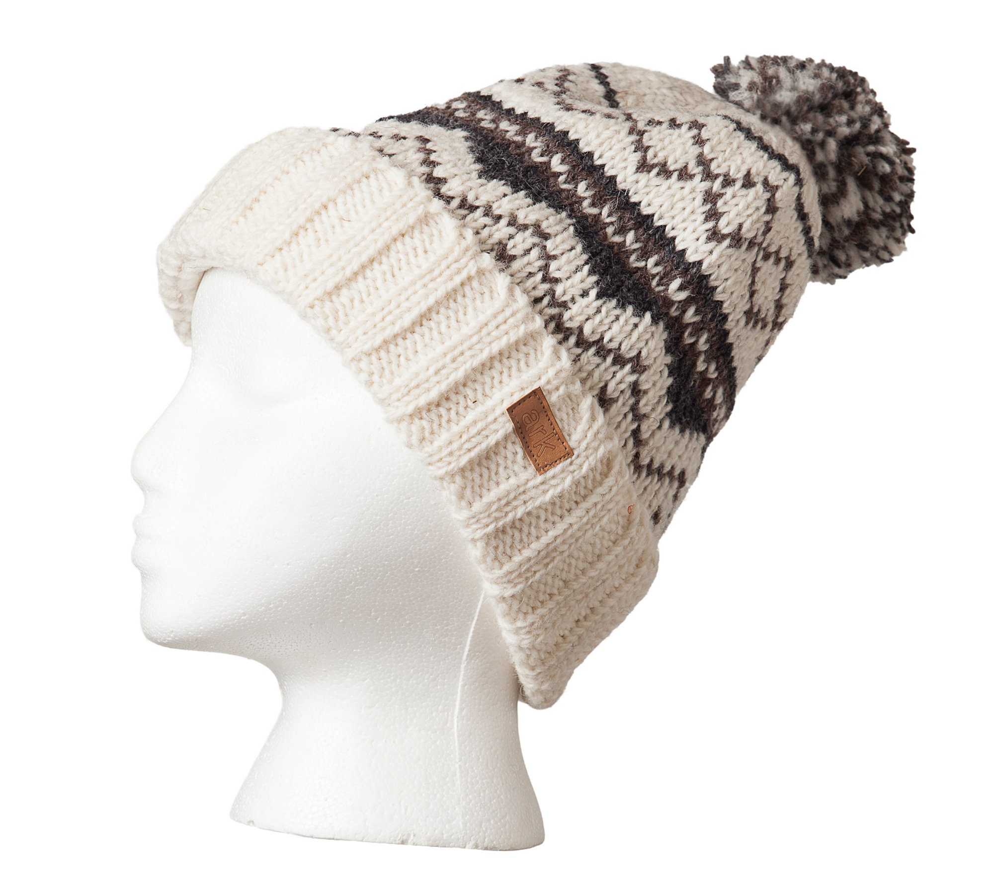 white toque with pom pom