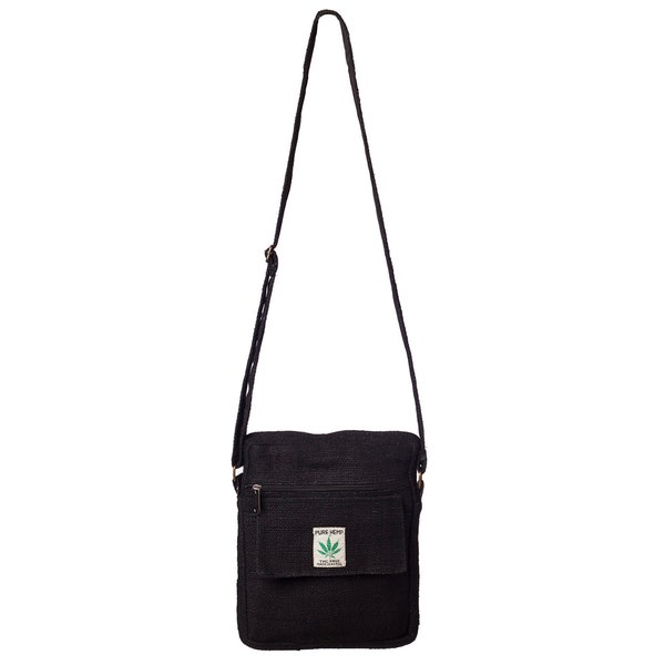 Black Crossbody Bag, Eco-Friendly Purse, Zipper Closure, Adjustable Strap
