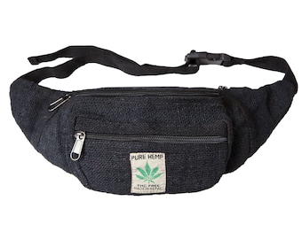 Schwarze Bauchtasche, Umweltfreundliche Hanftasche, Unisex Bauchtasche