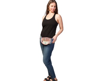 Boho Fanny Pack, Hemp/Cotton Blend, Multi-Color Design, Front Pocket