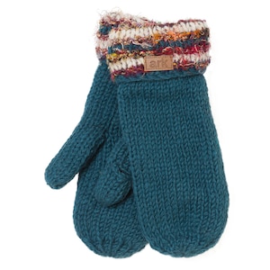 Teal Womens mittens, Blue Texting mittens, Wool mittens, Fleece lined inside,