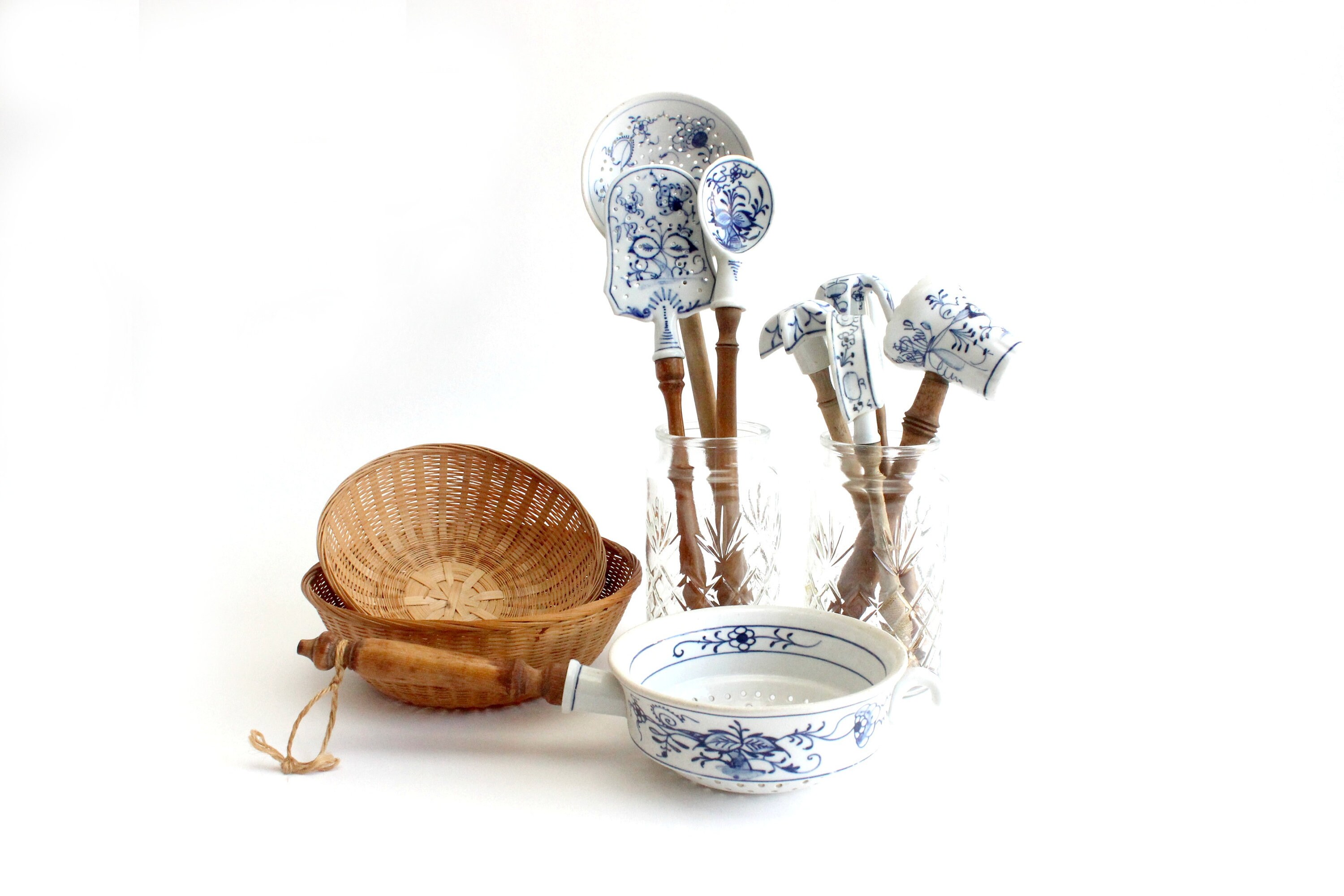 Blue White Hand Painted Kitchen Utensils Porcelain