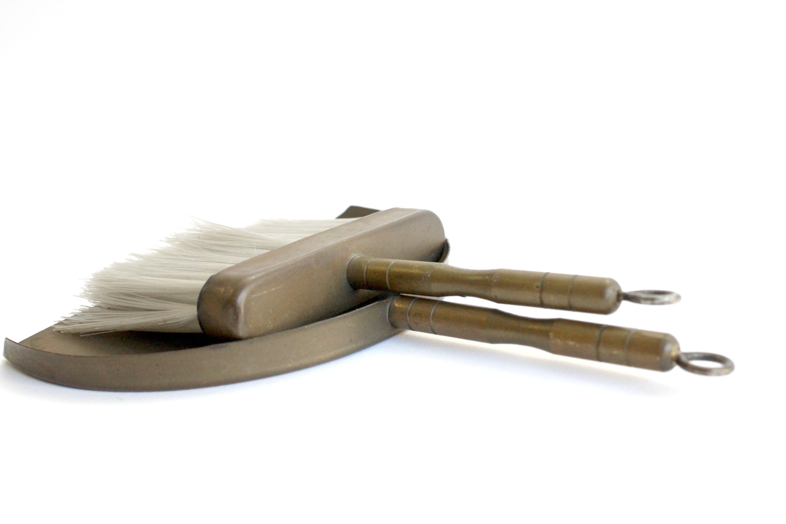 Vintage Brass Hand Broom and Dust Pan, Waiter's Tabletop Brush and