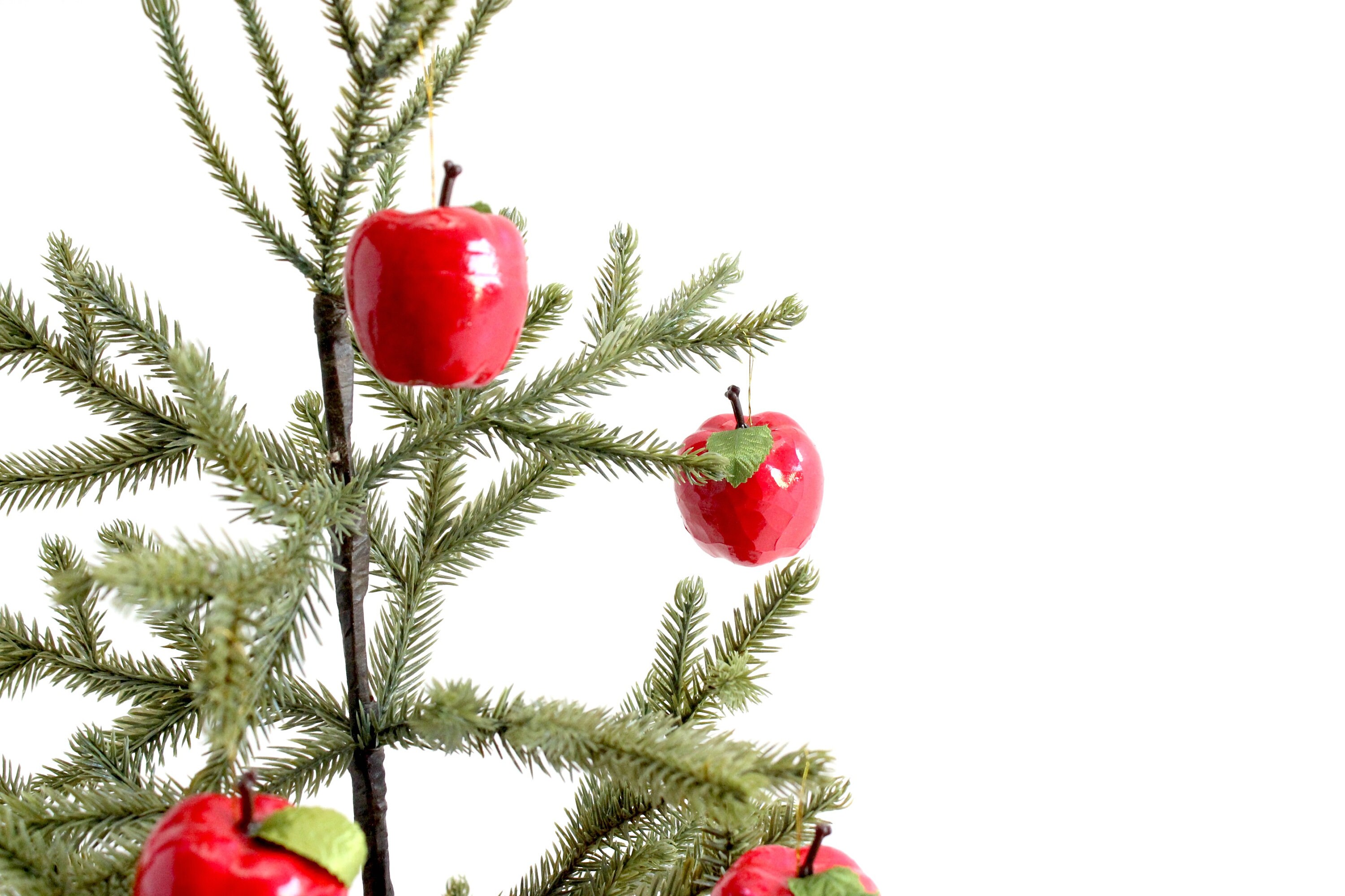 Vintage Red Apple Ornaments, Christmas Tree Ornaments, Holiday Decor