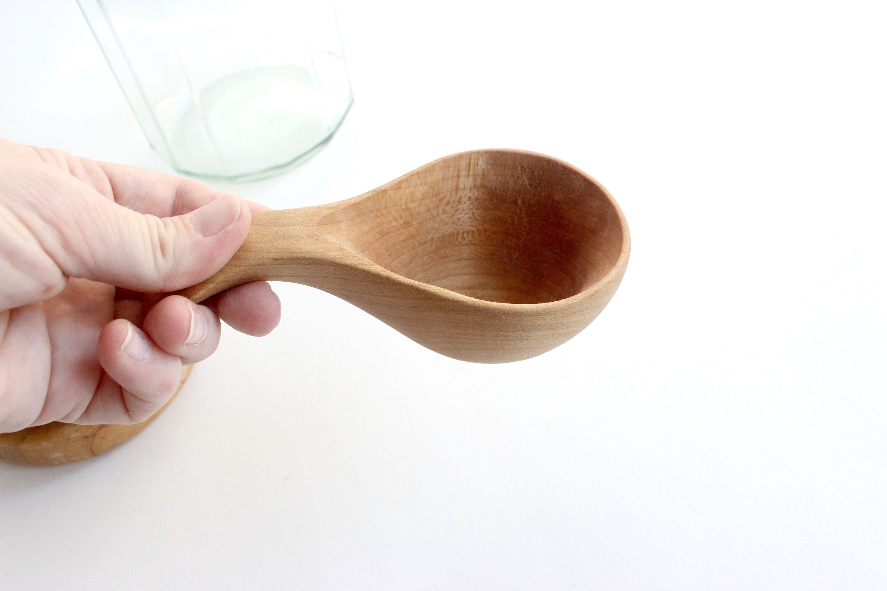 Glass Kitchen Canisters & Wooden Scoop