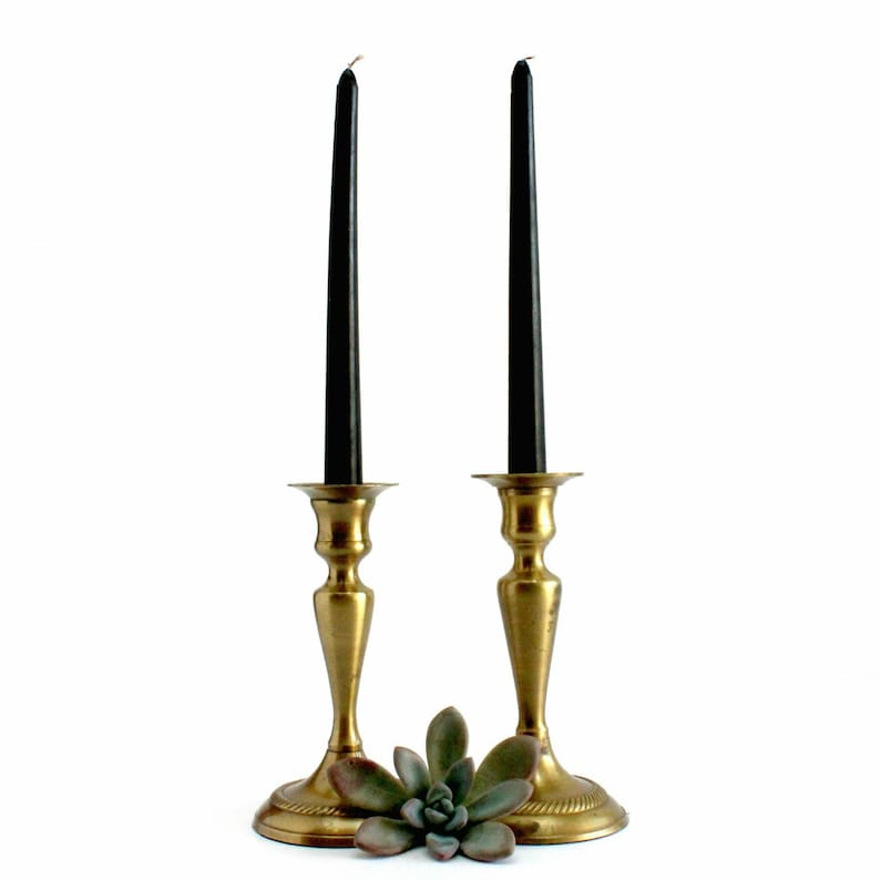Brass Candlestick Holders Pait of 2 Mid Century Modern Brass Etsy