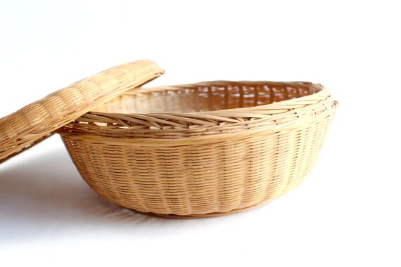 Round Basket With Fitted Lid Storage Home Image 0