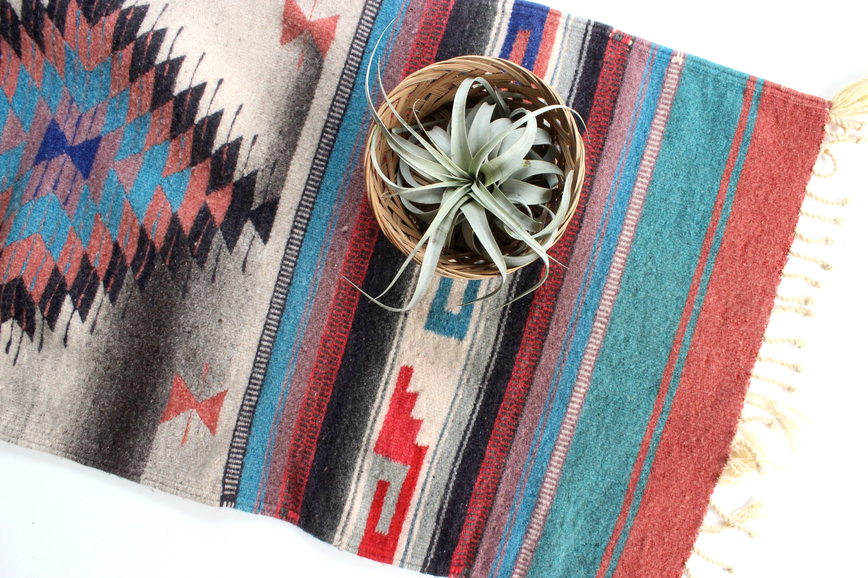 Mexican Area Rug, Small Hand Woven Rug, Bohemian Home Decor