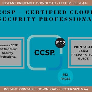 May include: A digital download graphic with the text "CCSP - Certified Cloud Security Professional." The design includes the ISC2 logo, the words "Become a CCSP Certified Cloud Security Professional," and "Printable Exam Preparation Guide."