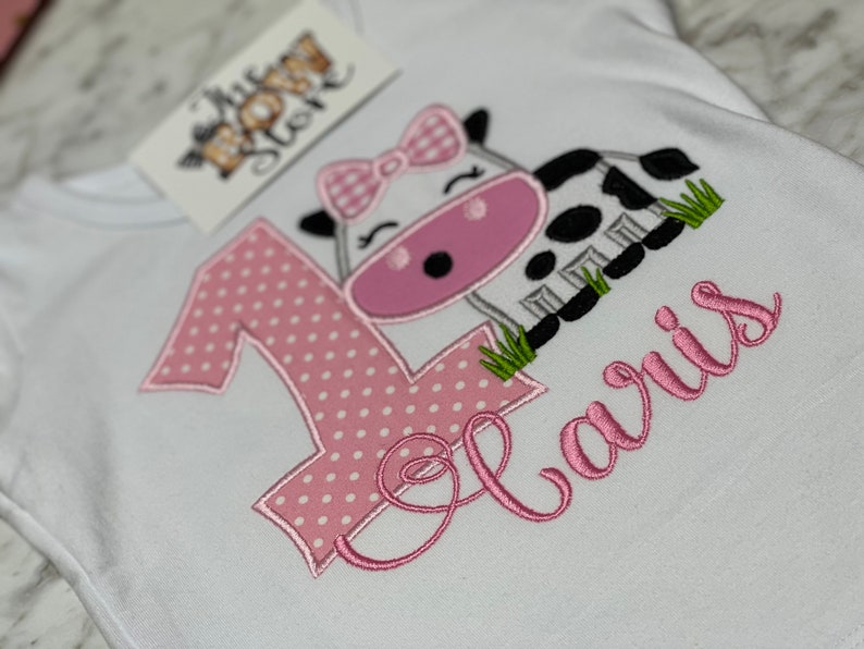 Girly Cow Birthday Shirt/ 3rd Birthday Shirt/ Applique Cow Etsy