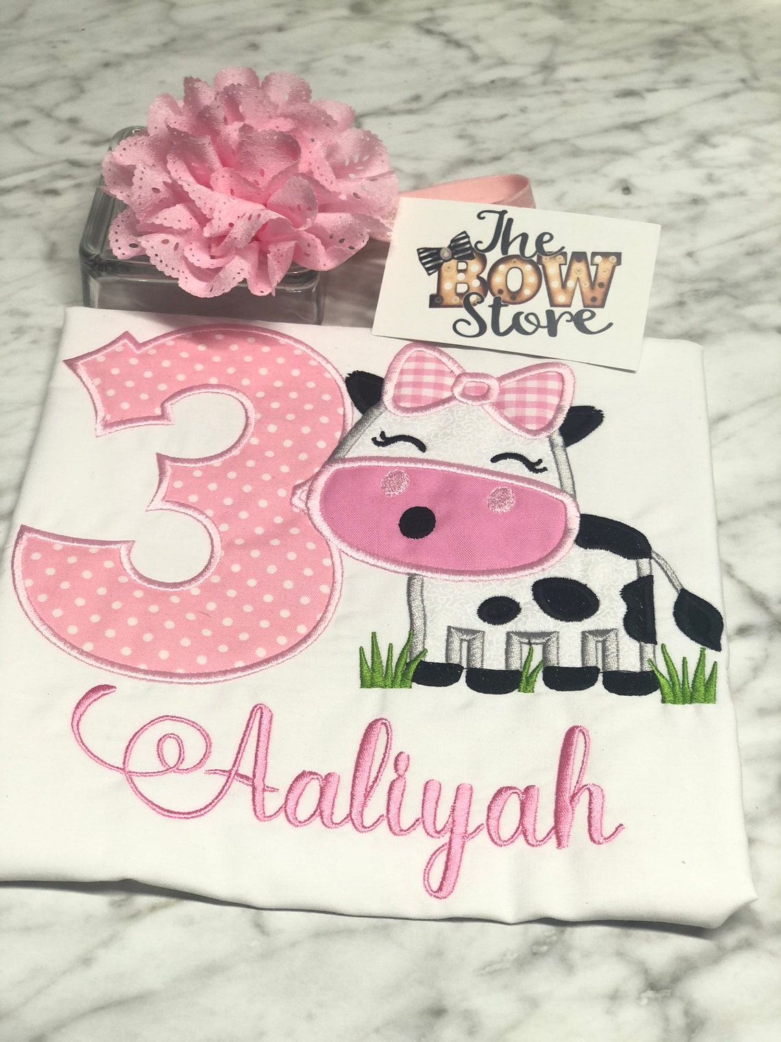 Girly Cow Birthday Shirt/ 3rd Birthday Shirt/ Applique Cow Etsy