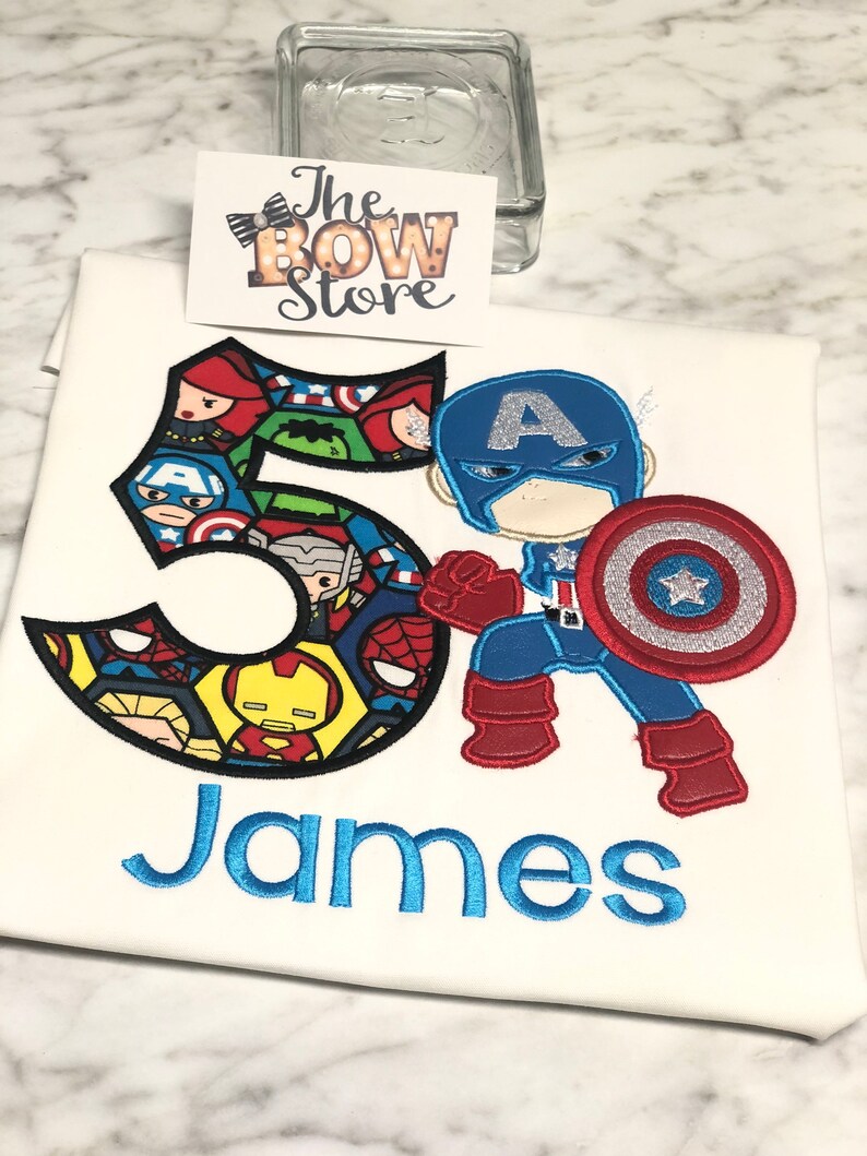 Superhero Inspired Birthday ShirtBoys Captain Birthday Shirt Personalized Birthday Shirt Number Birthday America Shirt