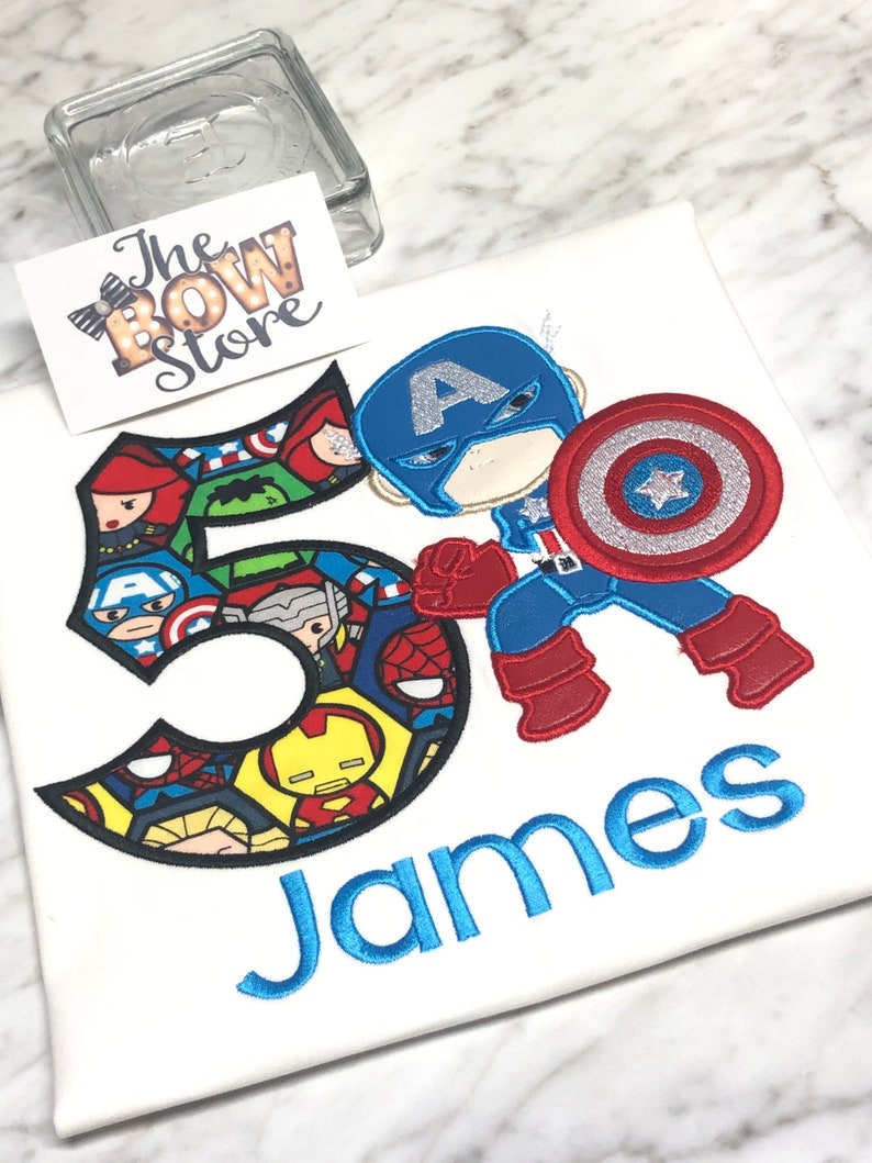 Superhero Inspired Birthday ShirtBoys Captain Birthday Shirt Personalized Birthday Shirt Number Birthday America Shirt