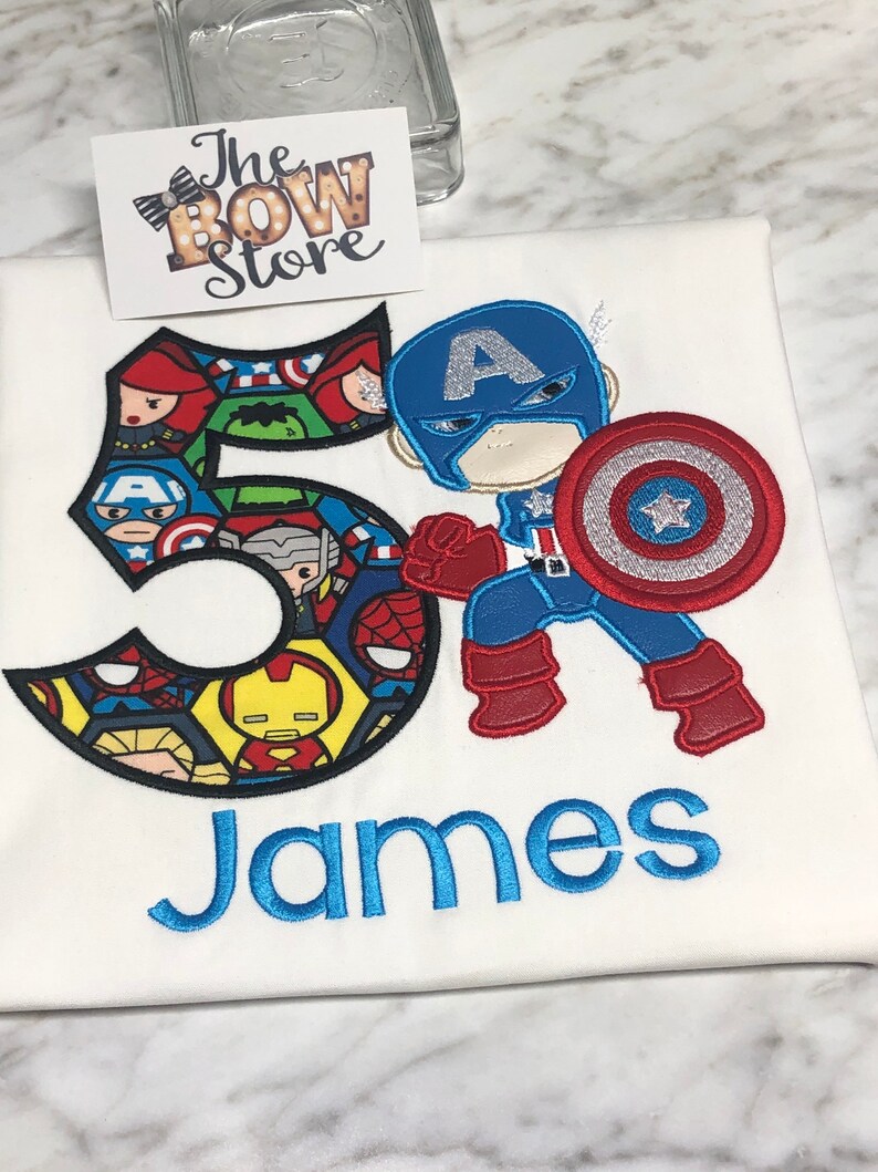 Superhero Inspired Birthday ShirtBoys Captain Birthday Shirt Personalized Birthday Shirt Number Birthday America Shirt