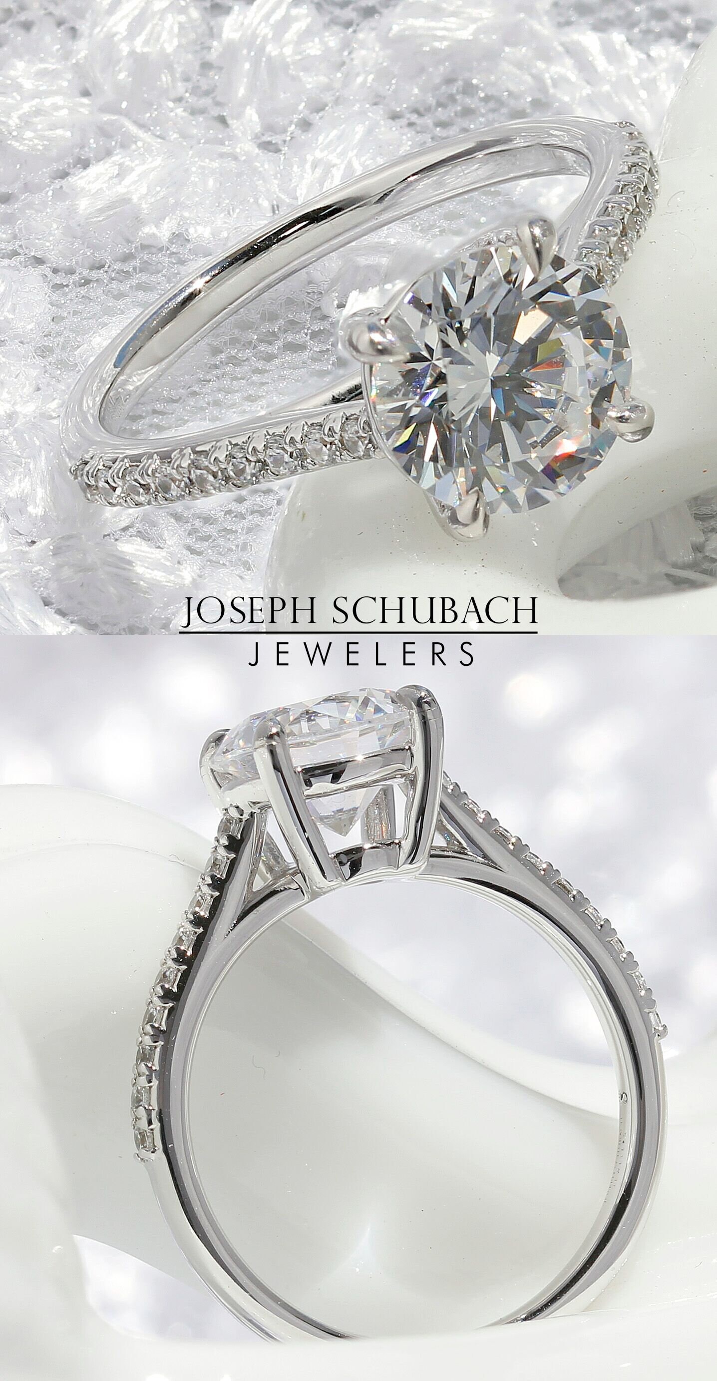 Cathedral Engagement Ring With Diamond Band the Lucia Etsy