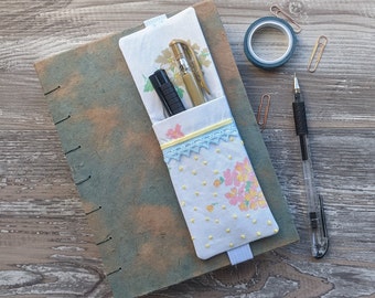 Bookmark, Pen/Pencil Case (Journal Girdle) Made With Vintage, Feminine Fabric