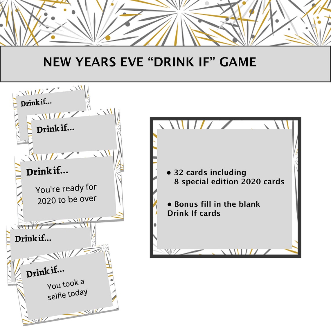 New Years Eve Game, Drink If Party Game, 2020 New Years Drink If Game ...