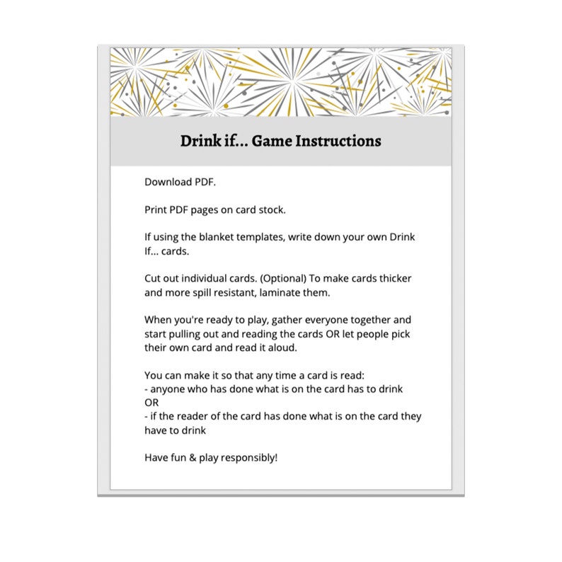 New Years Eve Game, Drink If Party Game, 2020 New Years Drink If Game ...