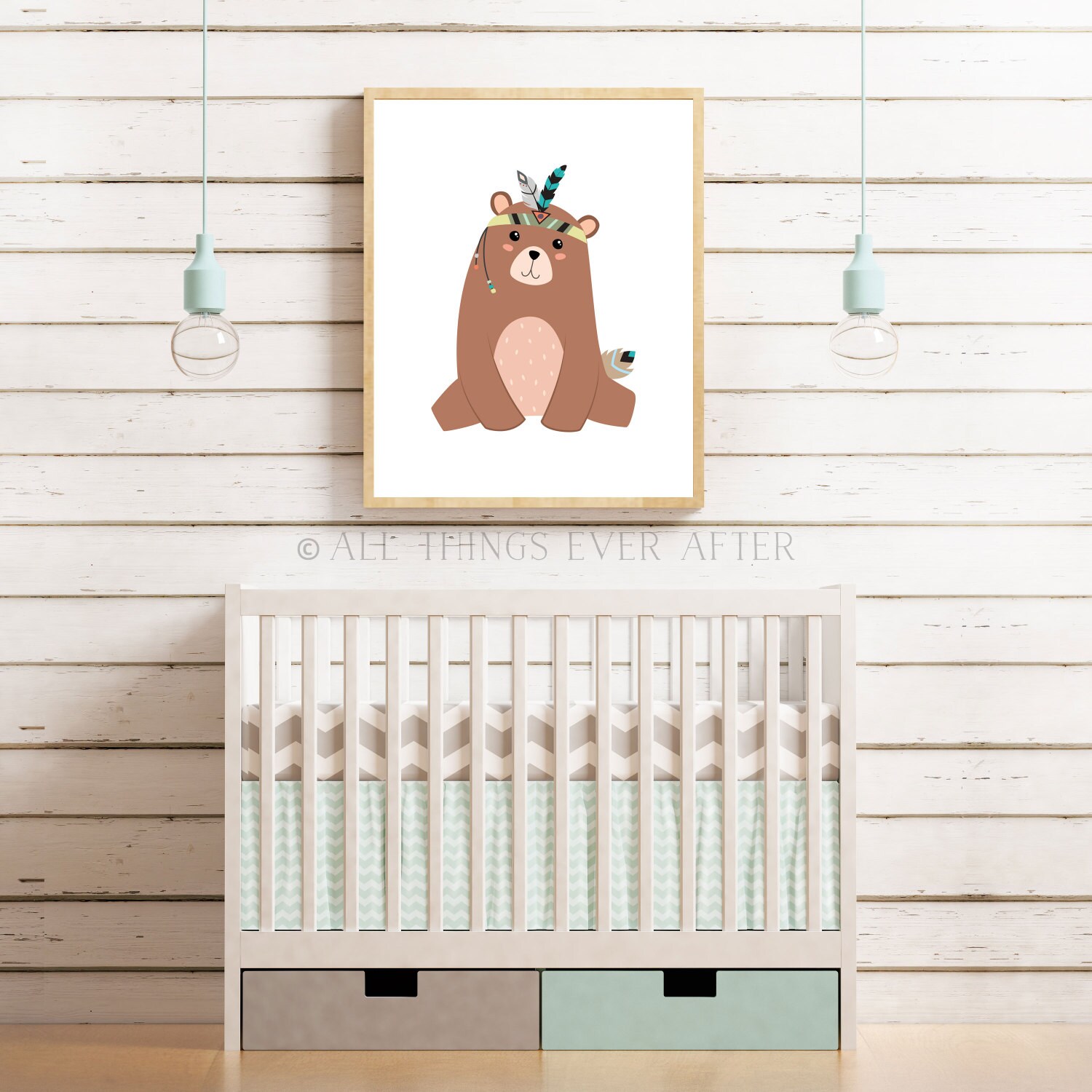 Unisex nursery decor tribal bear print woodland decoration Etsy