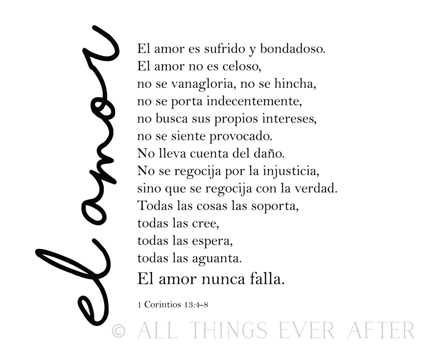 El Amor Love is patient love is kind JW Spanish 1 Etsy