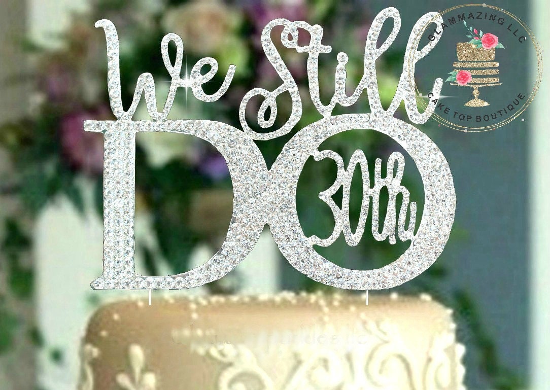 Number 30 40 50 Rhinestone Cake Topper 30th Wedding Vow Etsy