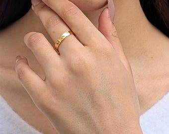 Simple Hammered Gold Band – 14k Gold Filled – 3 mm Wide