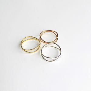Wave Ring in Rose Gold Fill  Yellow Gold Fill  Hammered or Smooth  Sterling Silver Stacking Statement Ring