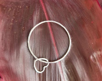 Baby Heart Charm Bangle – Gold, Rose Gold, or Silver