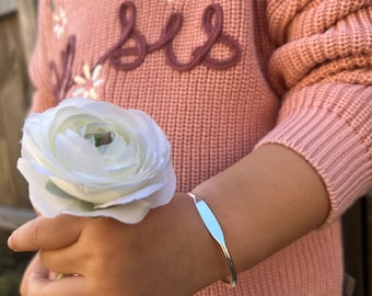 Sterling Silver Kids ID Cuff Bracelet – Custom Engravable Keepsake