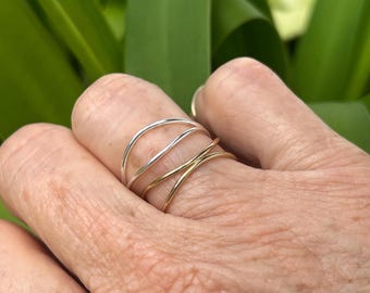 Wave Ring | Gold Filled Thumb Ring | Sterling Silver & Rose Gold | Waterproof Dainty Jewelry