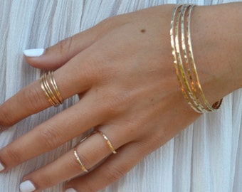 Gold Filled Bangle Bracelet for Women | Stacking Bracelets Set | Bridal Party Gift | Bracelet Stack Set of 3 5 7 Handmade Gold Fill Bangles