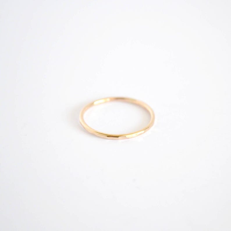 Thin Gold Hammared Stacking Ring