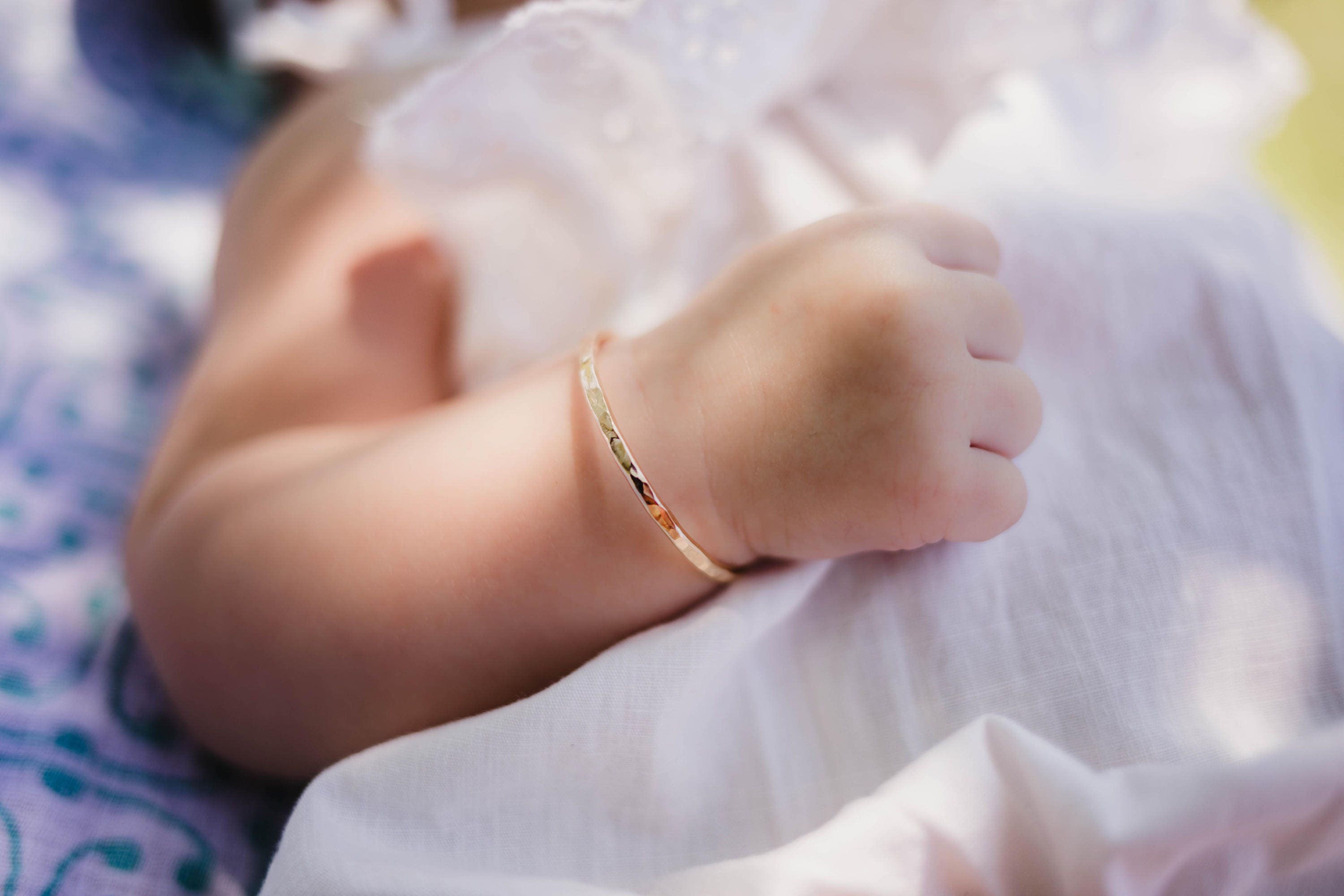 Baby Bangle Bracelet: 14k Gold Filled Christening Gift