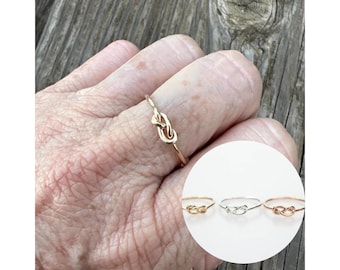 Infinity Knot Ring - Gold  Silver Love Knot for Bridesmaid Gift - Will You Be My Bridesmaid