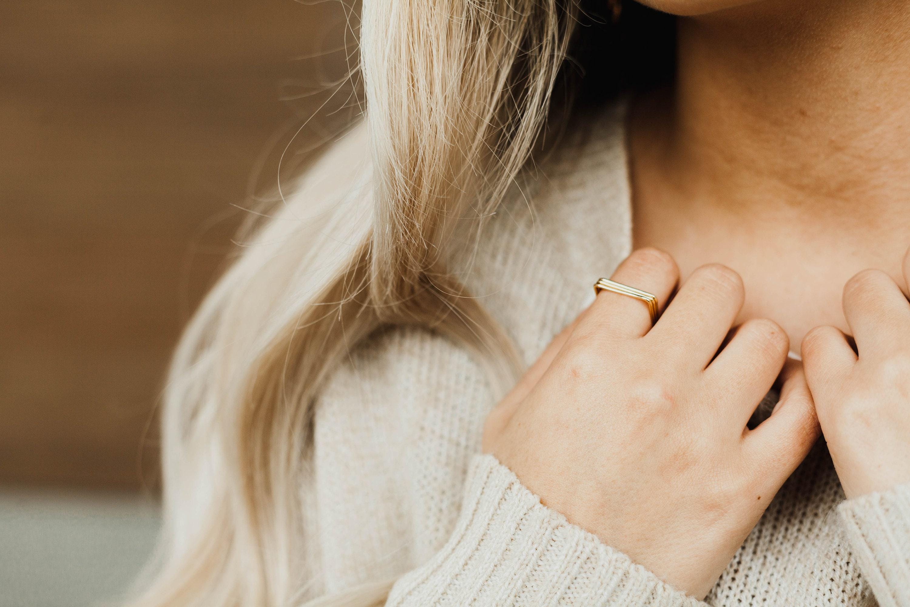 Square Stack Rings Square Stacking Ring – 14k Gold Fill or Sterling Silver, Smooth or ...