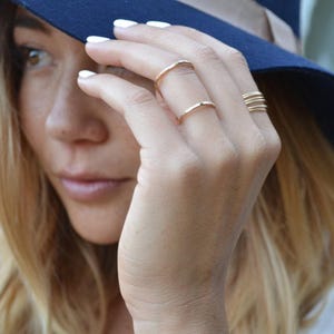 Gold Filled Double Band Cuff Ring | Hammered Adjustable Statement Ring
