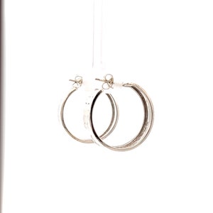 Sterling Silver Hammered Hoop Earrings Wide Quarter Size Hoops for Her Women Post Hoops image 3