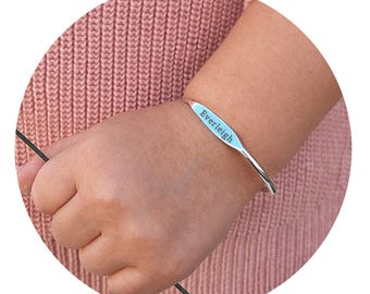 Personalized Sterling Silver Kids ID Cuff – Custom Engraved Keepsake