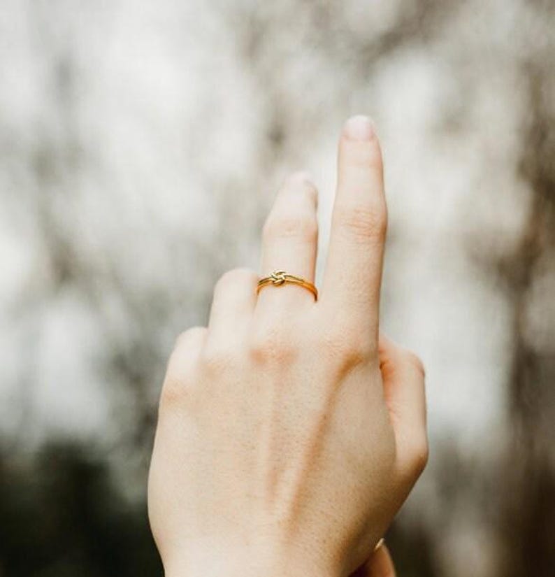 Double Knot Ring Gift - Yellow Gold Fill Knot Ring - Tie the Knot - Bridal Party Bridesmaids Gifts - Thank You for Helping Me Tie The Knot image 4