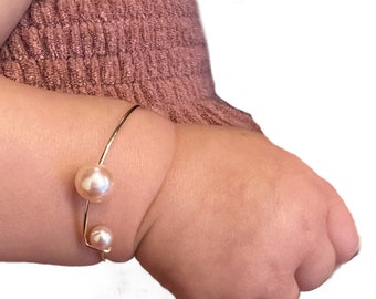 Handcrafted Baby Bangle Bracelets for Your Little Darling, Unique Grandma Gift for Granddaughter Adjustable for Baby Girl Fits 0 - 3 years