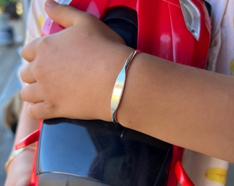 Boys Sterling Silver ID Cuff Bracelet – Custom Engravable Keepsake