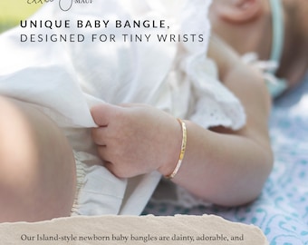Newborn Bangle Bracelet Gold - Baby Girl Christening Bracelet -  Baby Girl Gift - Girl Keepsake Jewelry