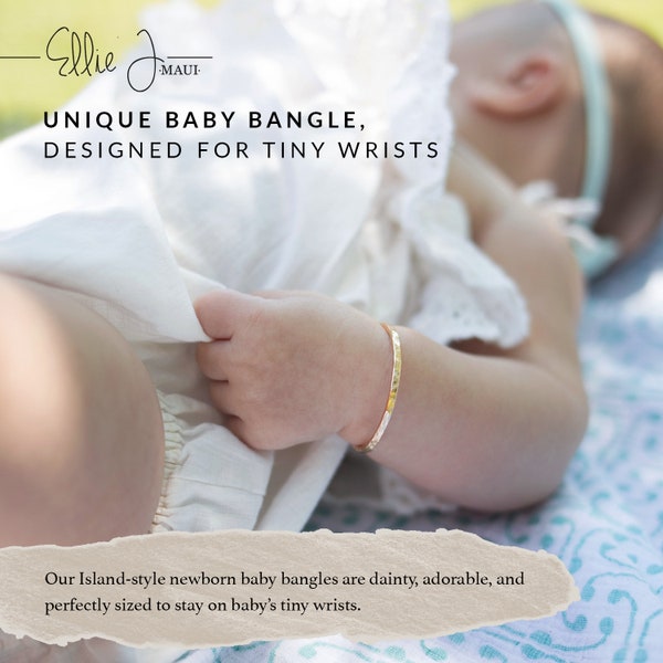 Newborn Bangle Bracelet Gold - Baby Girl Christening Bracelet -  Baby Girl Gift - Girl Keepsake Jewelry
