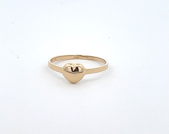 Sold Gold Heat Ring | Keepsake Gift For Her | Gold Little Heart Ring | 14k Gold Baby Ring for Infant | Baby Signet Size 4 | Midi Pinky Ring