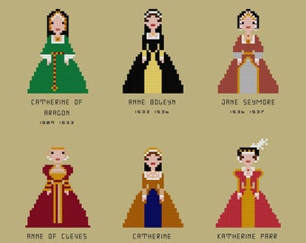 The Six wives of Henry VIII cross stitch pattern