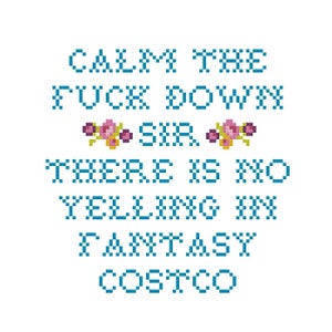 There&#39;s no yelling in fantasy costco Adventure Zone cross stitch PDF pattern