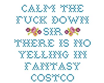 There's no yelling in fantasy costco Adventure Zone cross stitch PDF pattern